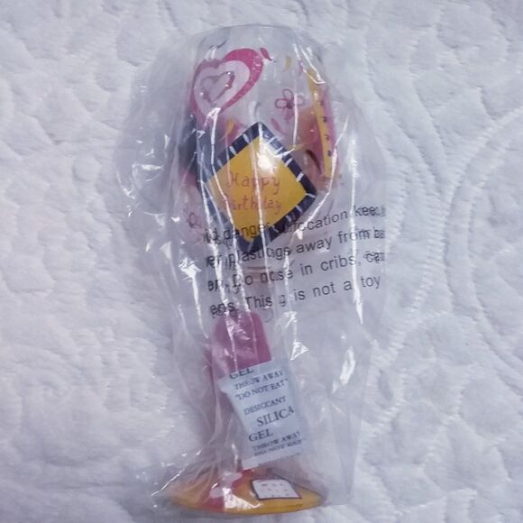 Lolita Wine Glass Birthday Girl Cocktail Recipe Hand Painted Yellow Pink New - Picture 4 of 13